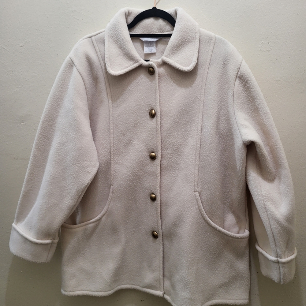 Blair Cream Teddy Jacket with Gold Buttons